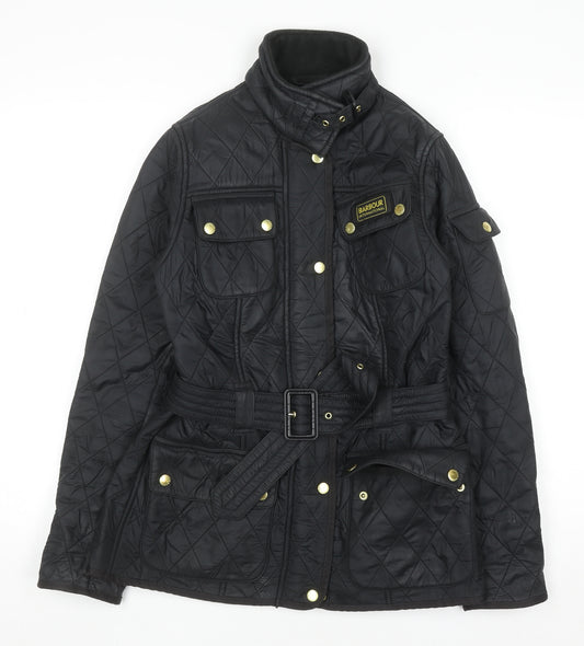 Barbour Women Black Quilted Belted Jacket Size 10 Outdoor Style