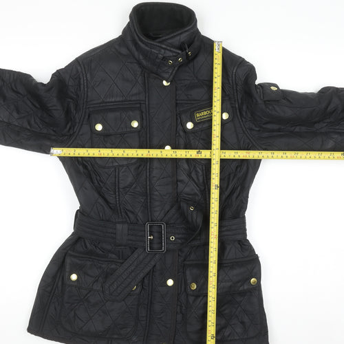 Barbour Women Black Quilted Belted Jacket Size 10 Outdoor Style