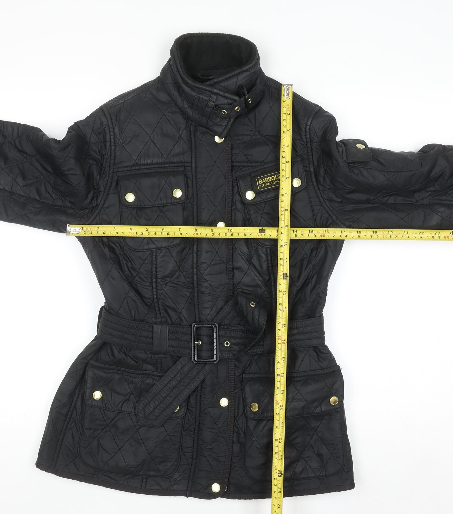 Barbour Women Black Quilted Belted Jacket Size 10 Outdoor Style