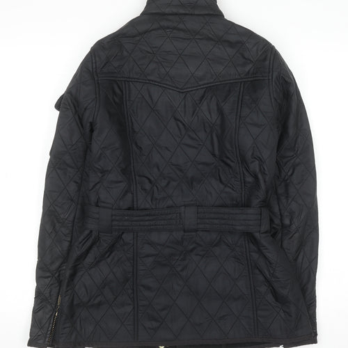 Barbour Women Black Quilted Belted Jacket Size 10 Outdoor Style