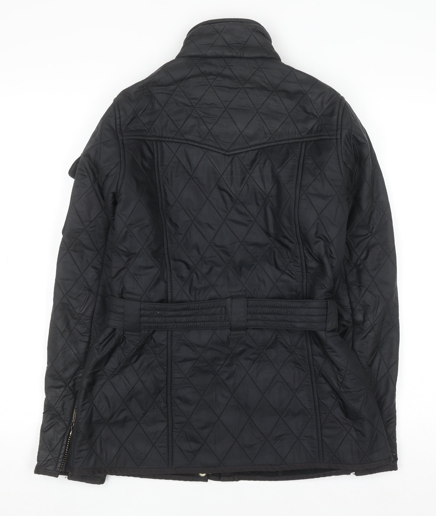 Barbour Women Black Quilted Belted Jacket Size 10 Outdoor Style
