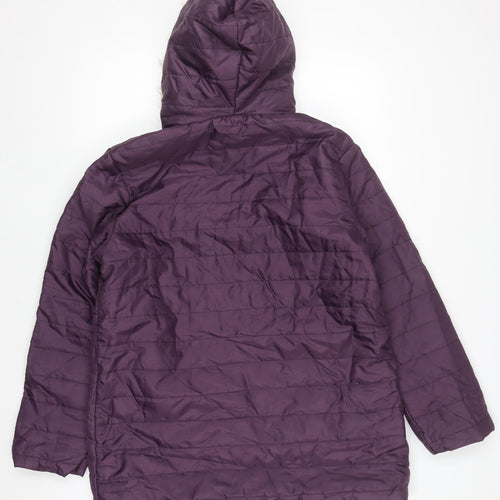 Nathalie Andersen Women's Purple Faux Fur Hooded Puffer Coat Size S