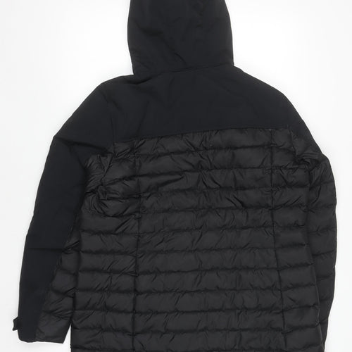 Lands' End Men's Black Hooded Down Puffer Jacket M
