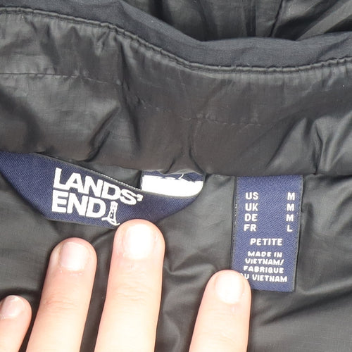 Lands' End Men's Black Hooded Down Puffer Jacket M