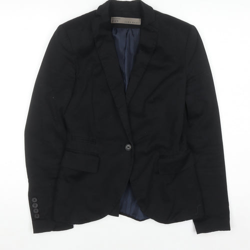 Zara Women Black XS Single-Breasted Blazer Jacket Workwear