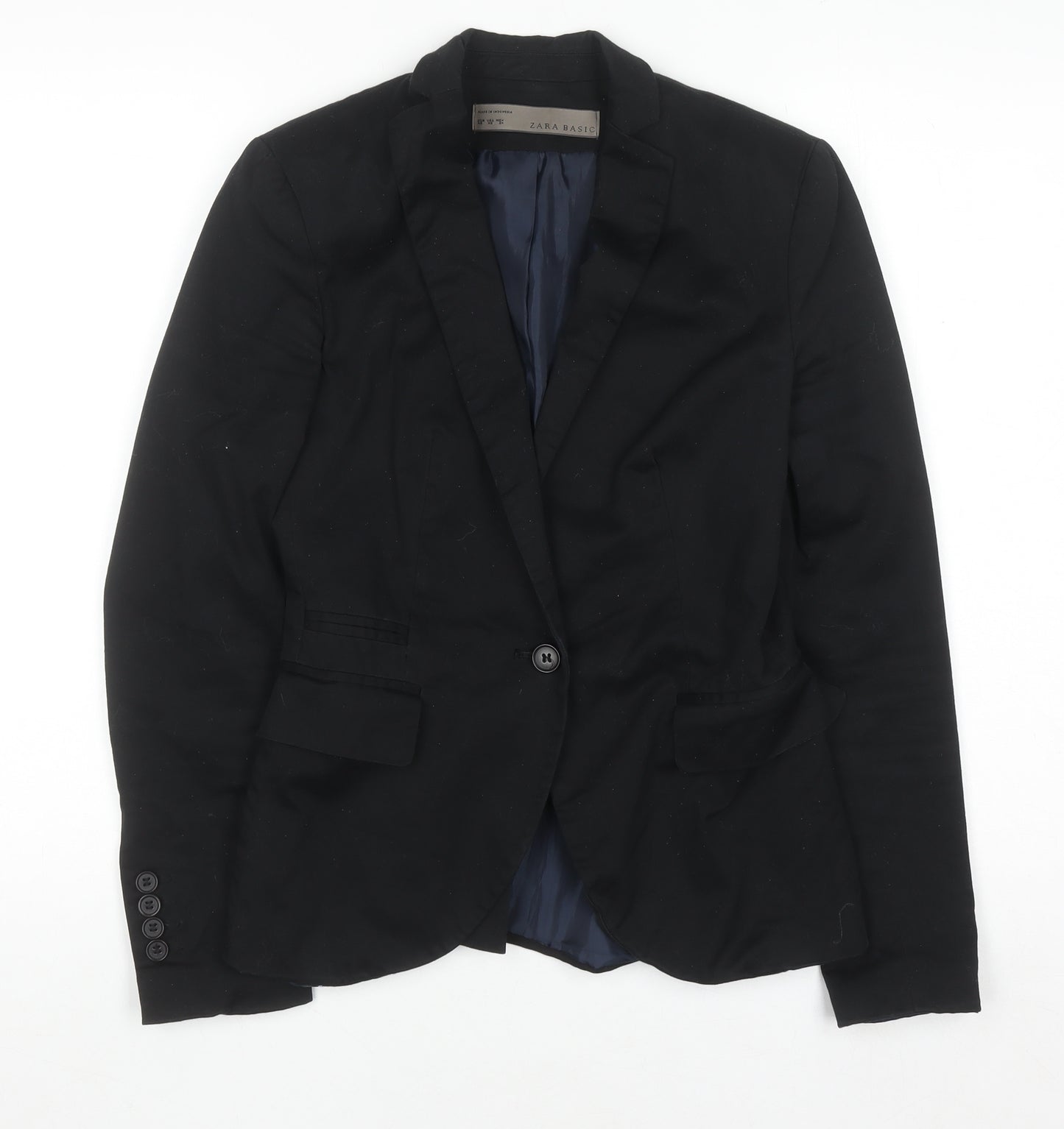 Zara Women Black XS Single-Breasted Blazer Jacket Workwear