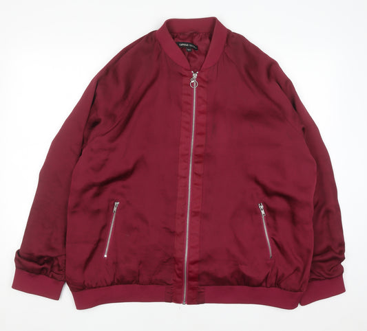 Capsule Womens Red Bomber Jacket UK 26 Plus Size Polyester Zip