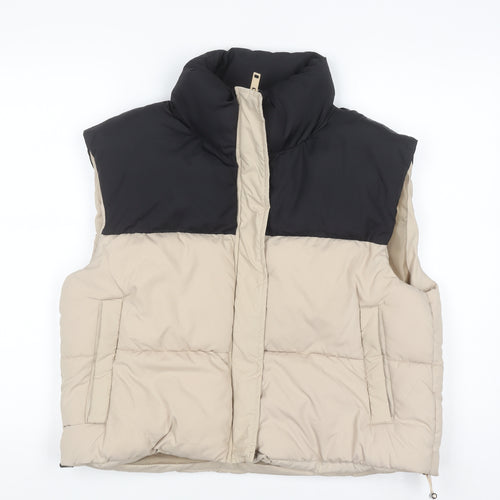 Brave Soul Womens Beige Black Puffer Waistcoat Size 12 Regular