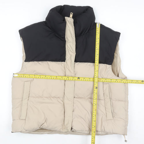 Brave Soul Womens Beige Black Puffer Waistcoat Size 12 Regular
