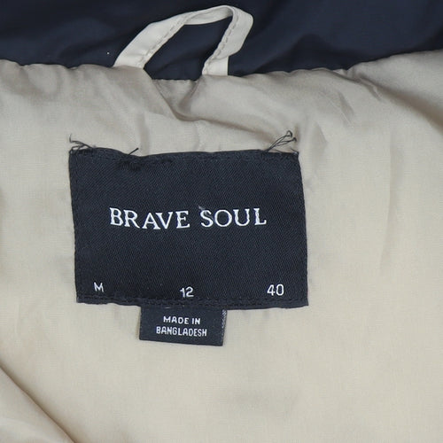 Brave Soul Womens Beige Black Puffer Waistcoat Size 12 Regular