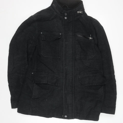 Marks and Spencer Men's Black L Biker Jacket Cotton Blend