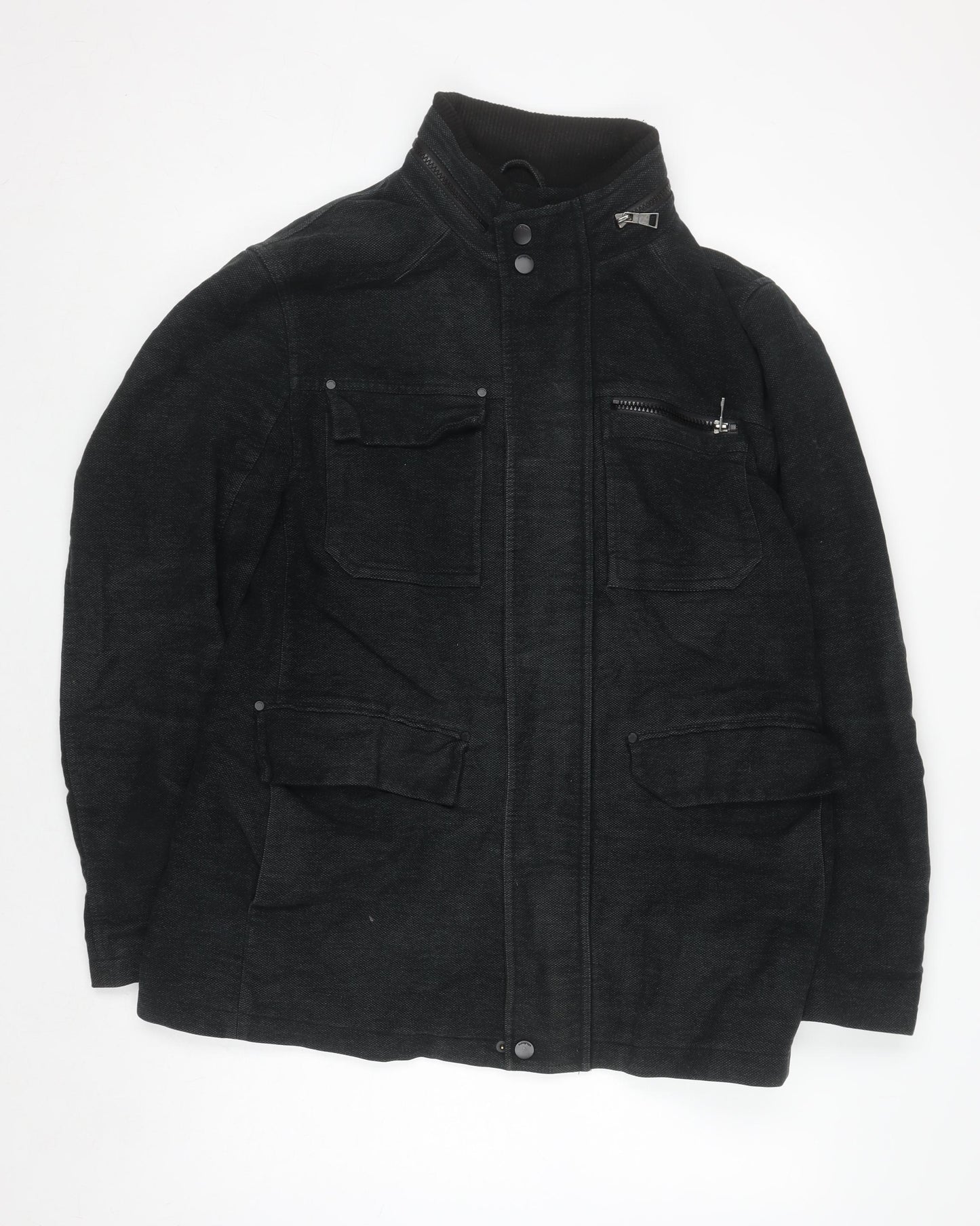 Marks and Spencer Men's Black L Biker Jacket Cotton Blend