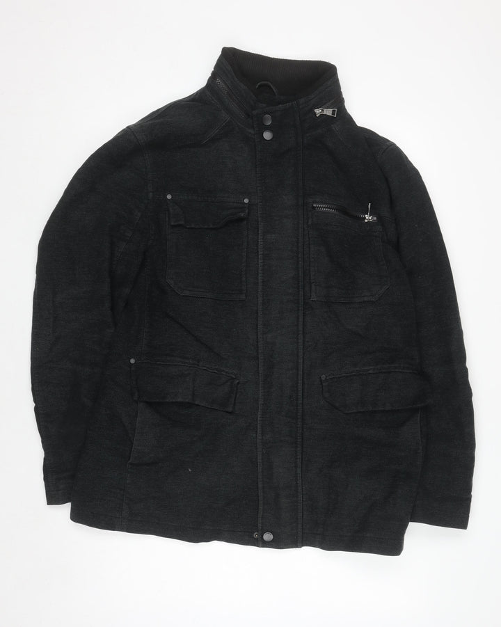 Marks and Spencer Men's Black L Biker Jacket Cotton Blend