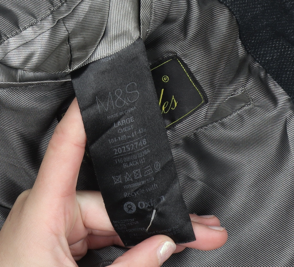 Marks and Spencer Men's Black L Biker Jacket Cotton Blend