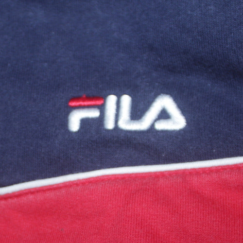 FILA Men's Blue Red 1/4 Zip Retro Sports Sweatshirt Size L