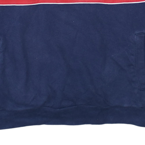 FILA Men's Blue Red 1/4 Zip Retro Sports Sweatshirt Size L
