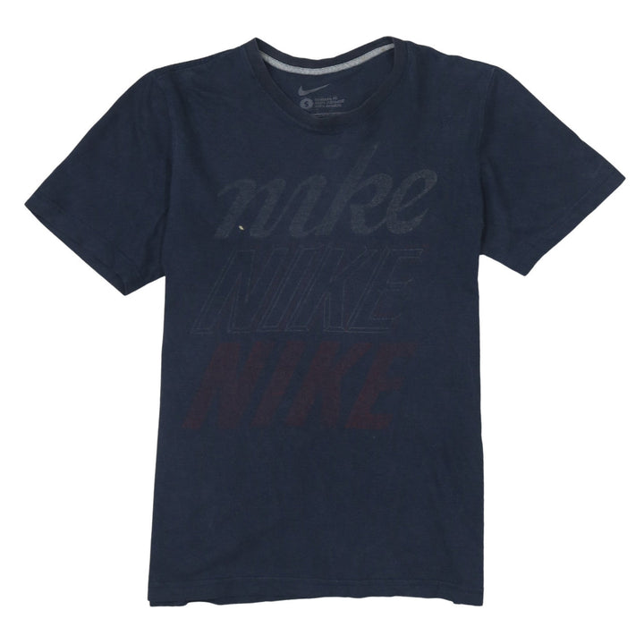 Nike Men's Navy Blue Small Graphic Logo Crew Neck T-Shirt