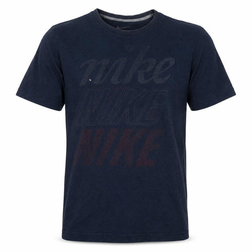 Nike Men's Navy Blue Small Graphic Logo Crew Neck T-Shirt