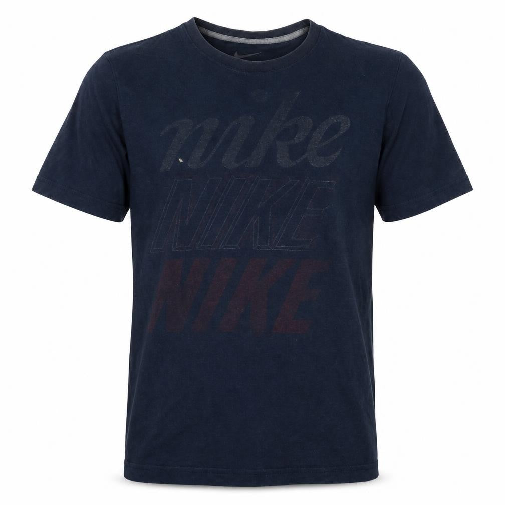 Nike Men's Navy Blue Small Graphic Logo Crew Neck T-Shirt