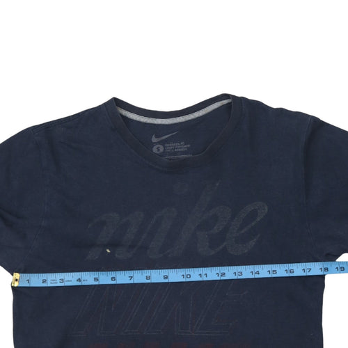 Nike Men's Navy Blue Small Graphic Logo Crew Neck T-Shirt