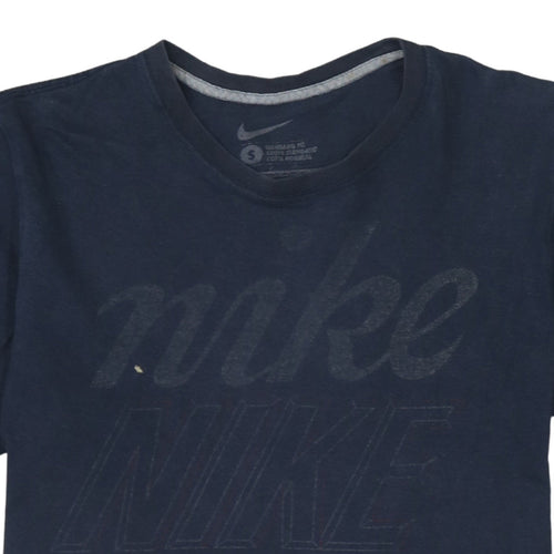 Nike Men's Navy Blue Small Graphic Logo Crew Neck T-Shirt