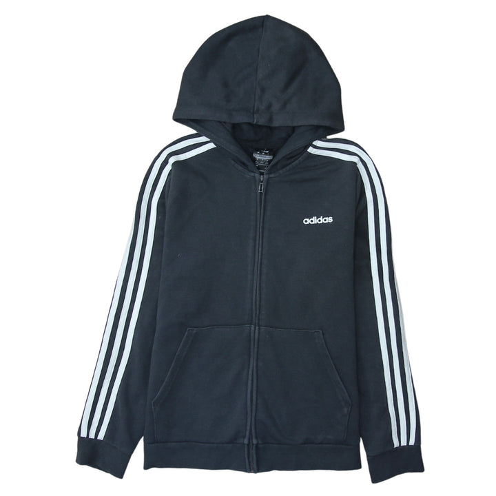 Adidas Women's Black Full Zip Hoodie L 16-18 Classic Hooded Sweatshirt