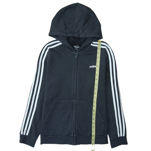 Adidas Women's Black Full Zip Hoodie L 16-18 Classic Hooded Sweatshirt