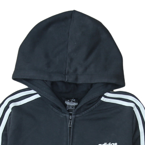 Adidas Women's Black Full Zip Hoodie L 16-18 Classic Hooded Sweatshirt