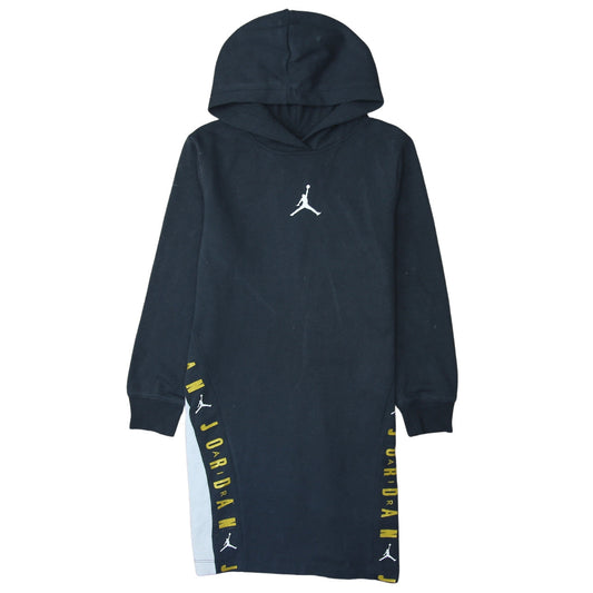 Jordan Girls Black 12-13 Years Tunic Hoodie Dress with Logo Print