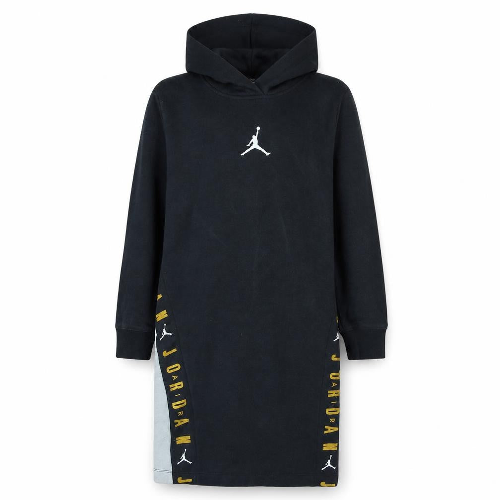 Jordan Girls Black 12-13 Years Tunic Hoodie Dress with Logo Print