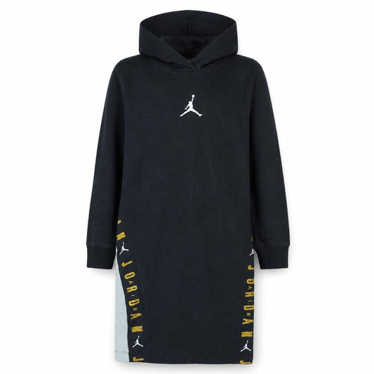 Jordan Girls Black 12-13 Years Tunic Hoodie Dress with Logo Print