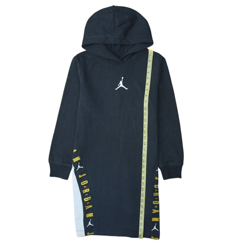 Jordan Girls Black 12-13 Years Tunic Hoodie Dress with Logo Print