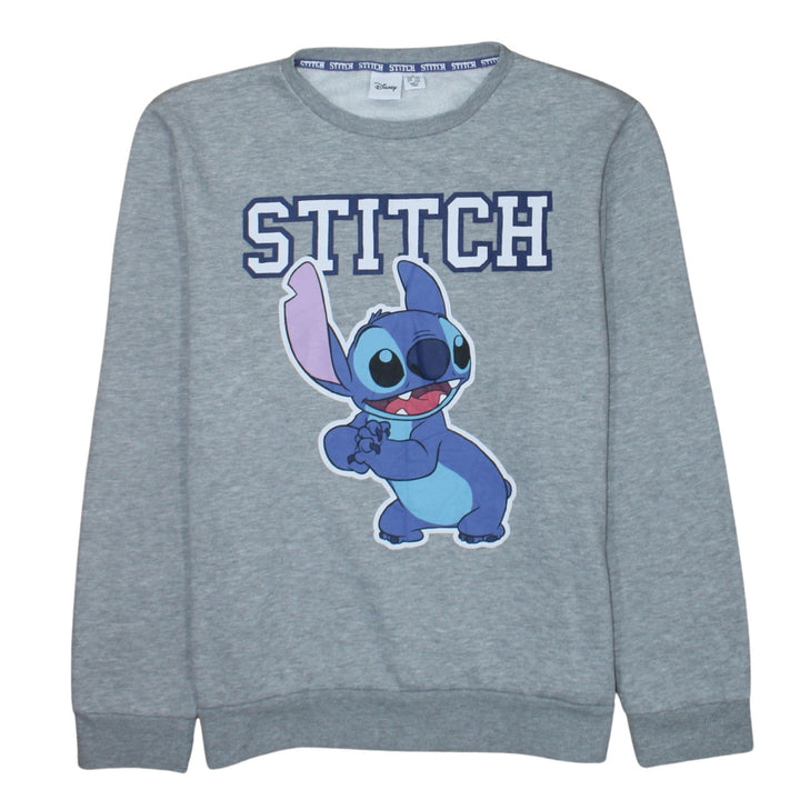 Disney Women Grey Stitch Sweatshirt L 14-16 Pullover Crew Neck