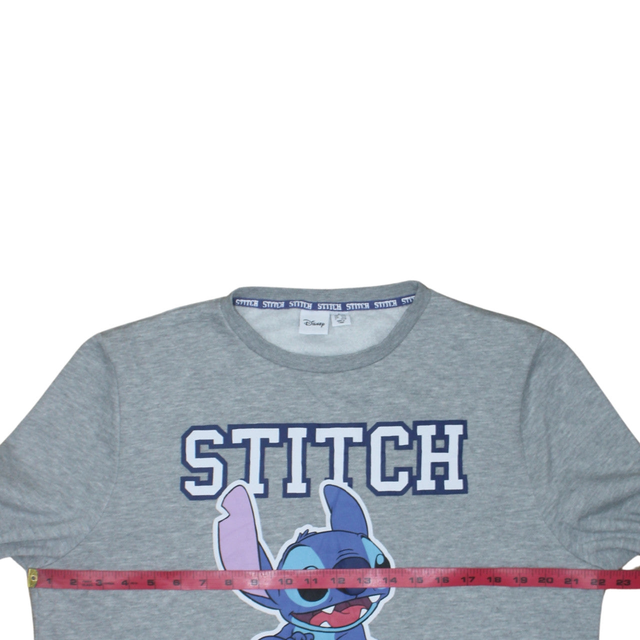 Disney Women Grey Stitch Sweatshirt L 14-16 Pullover Crew Neck