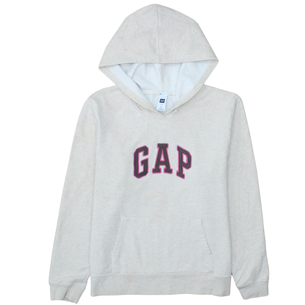 GAP Women Beige Hooded Pullover Sweatshirt XL Fleece Lined Casual