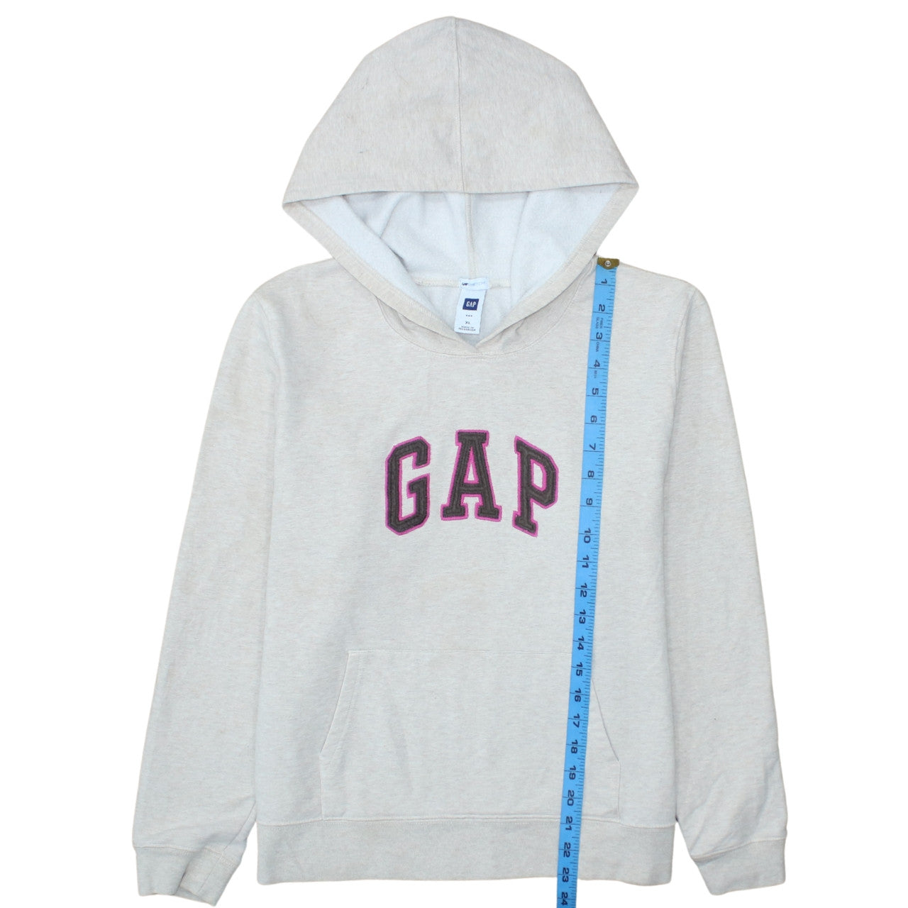 GAP Women Beige Hooded Pullover Sweatshirt XL Fleece Lined Casual