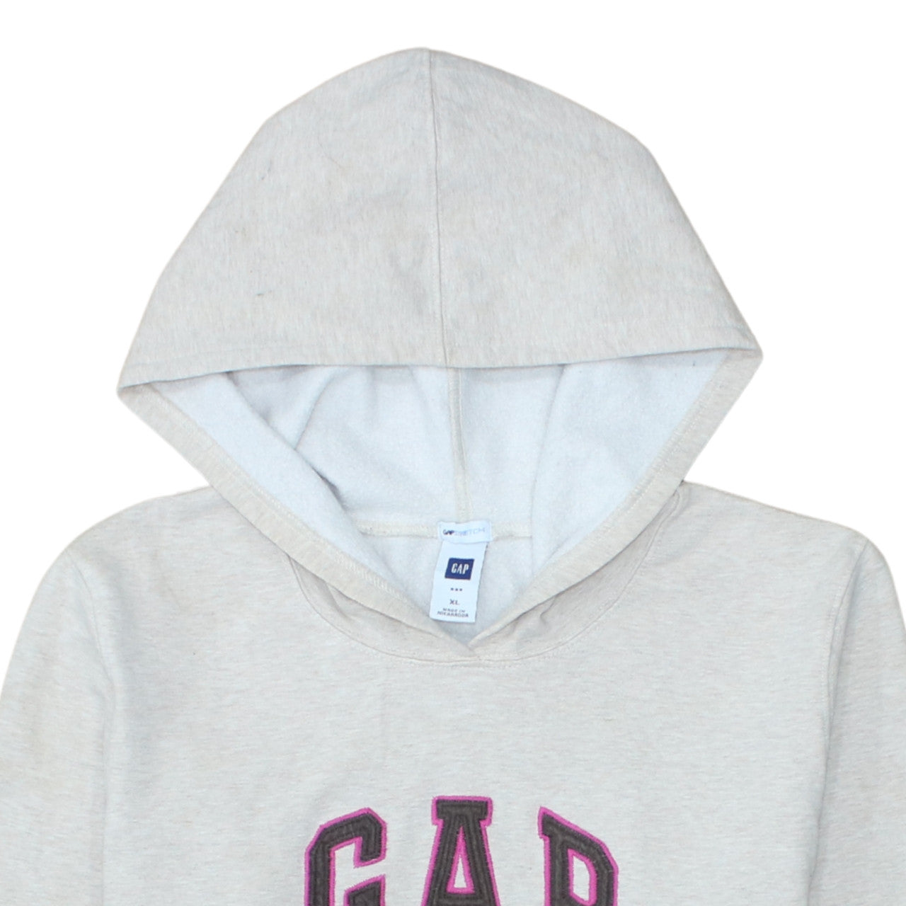 GAP Women Beige Hooded Pullover Sweatshirt XL Fleece Lined Casual