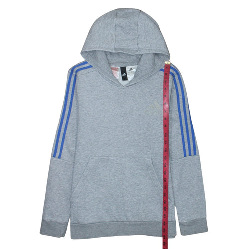 adidas Teens Grey Pullover Hoodie Long Sleeve Fleece Size 164