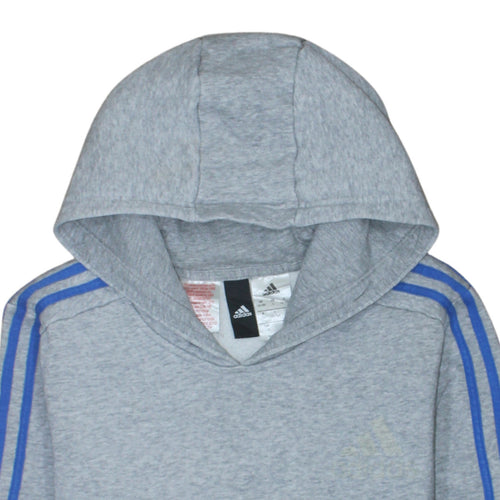 adidas Teens Grey Pullover Hoodie Long Sleeve Fleece Size 164