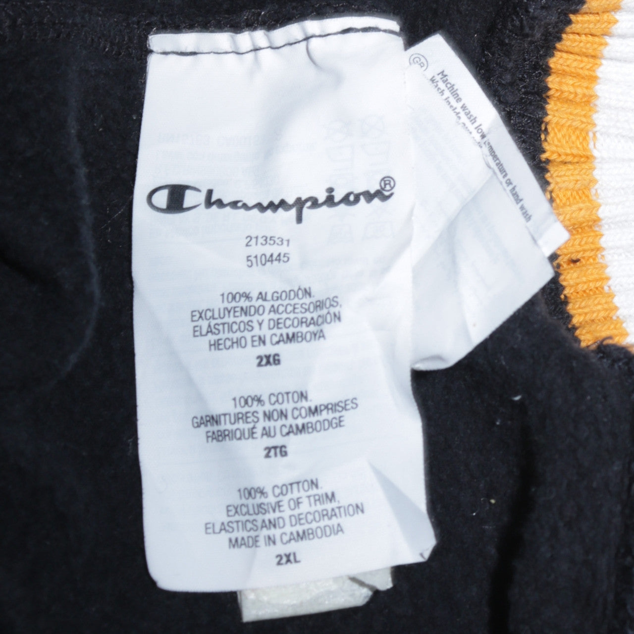 Champion Men's Black 2XL Pullover Hoodie Embroidered Logo Cotton