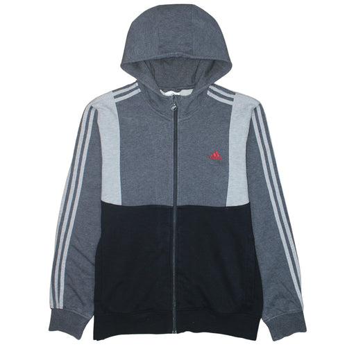 Adidas Men’s Grey Full Zip Hoodie Size L Sportswear Cotton Blend
