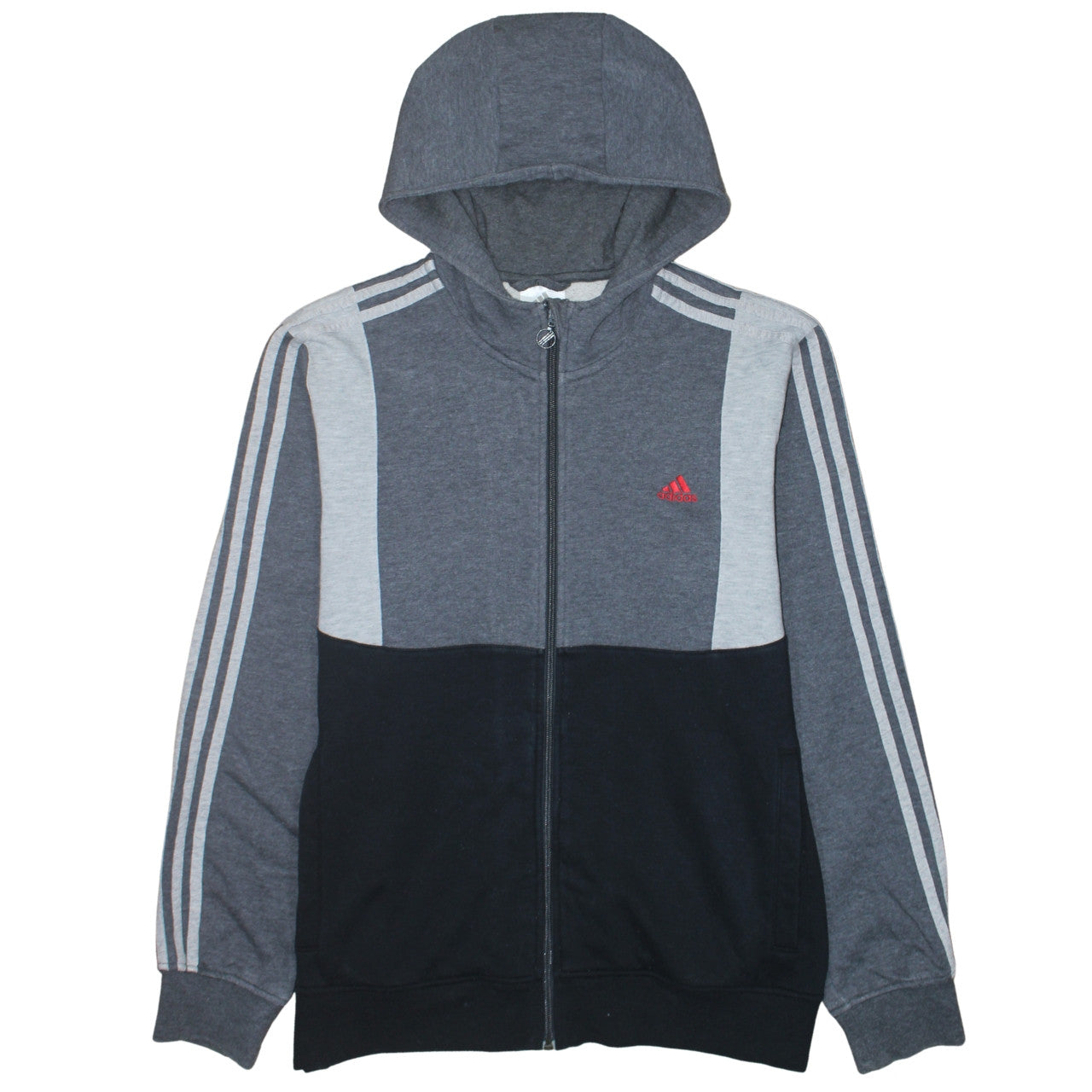 Adidas Men’s Grey Full Zip Hoodie Size L Sportswear Cotton Blend