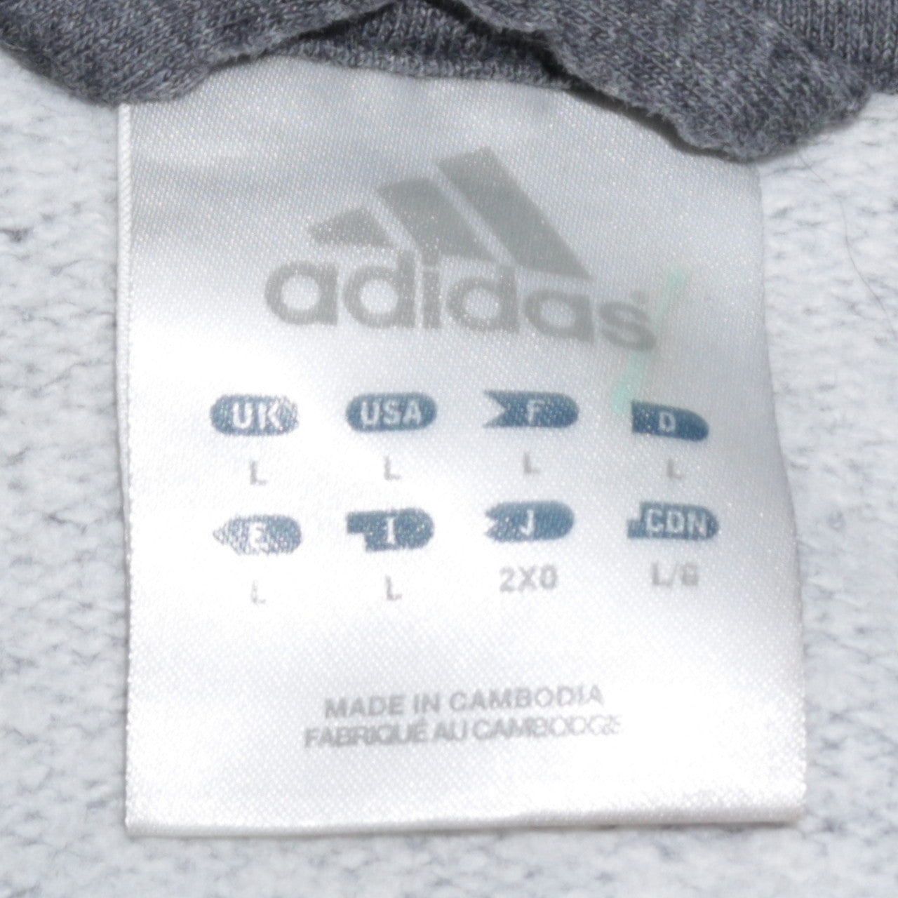 Adidas Men’s Grey Full Zip Hoodie Size L Sportswear Cotton Blend