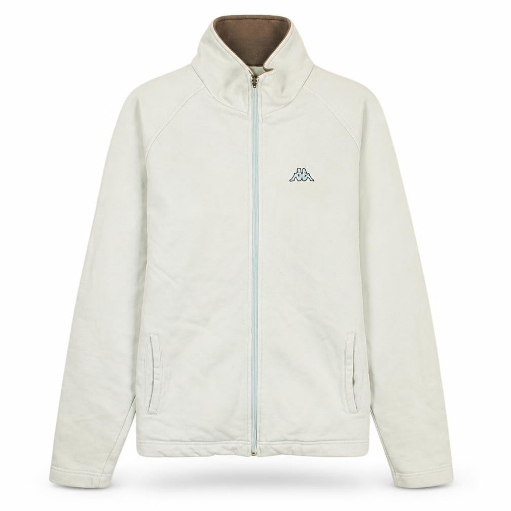 Front view of Kappa Men's Beige Full Zip Sweatshirt Large Fleece High Neck