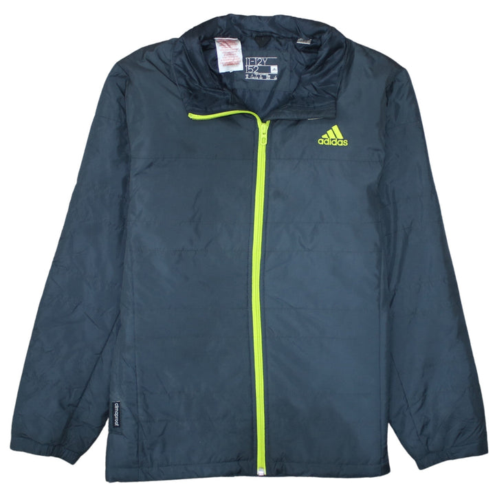 Adidas Boys Blue 11-12 Years Lightweight Puffer Jacket with Neon Zip