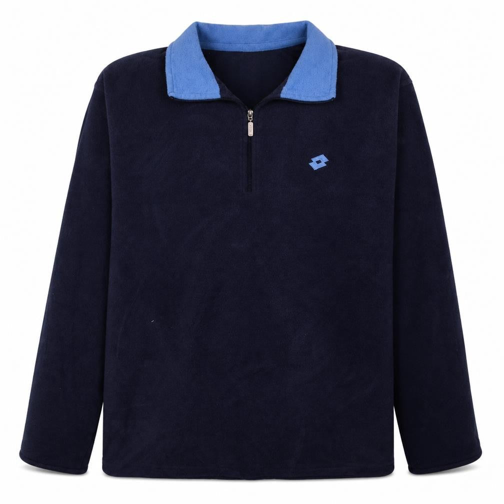 Front view of Lotto Men's Blue XL Fleece 1/4 Zip Pullover Sweatshirt