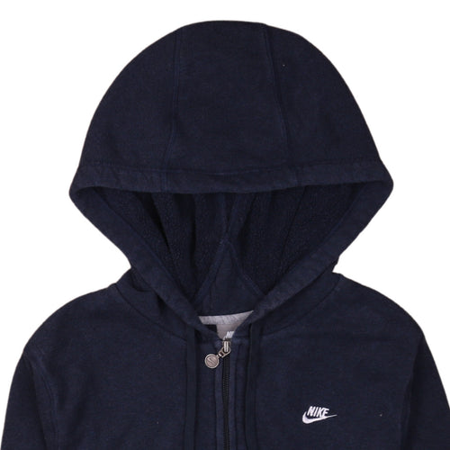 Nike Teens Blue Full Zip Hoodie L Fleece Logo Hooded Sweatshirt