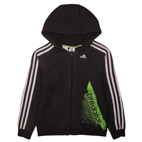 Adidas Boys Black Full Zip Hoodie Size 11-12 Years Sportswear