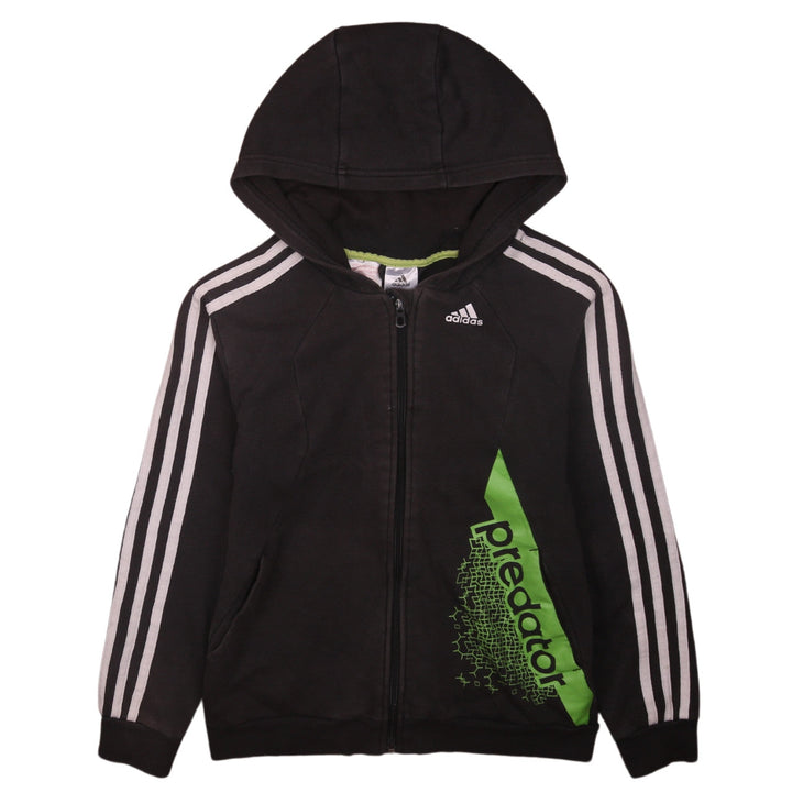 Adidas Boys Black Full Zip Hoodie Size 11-12 Years Sportswear
