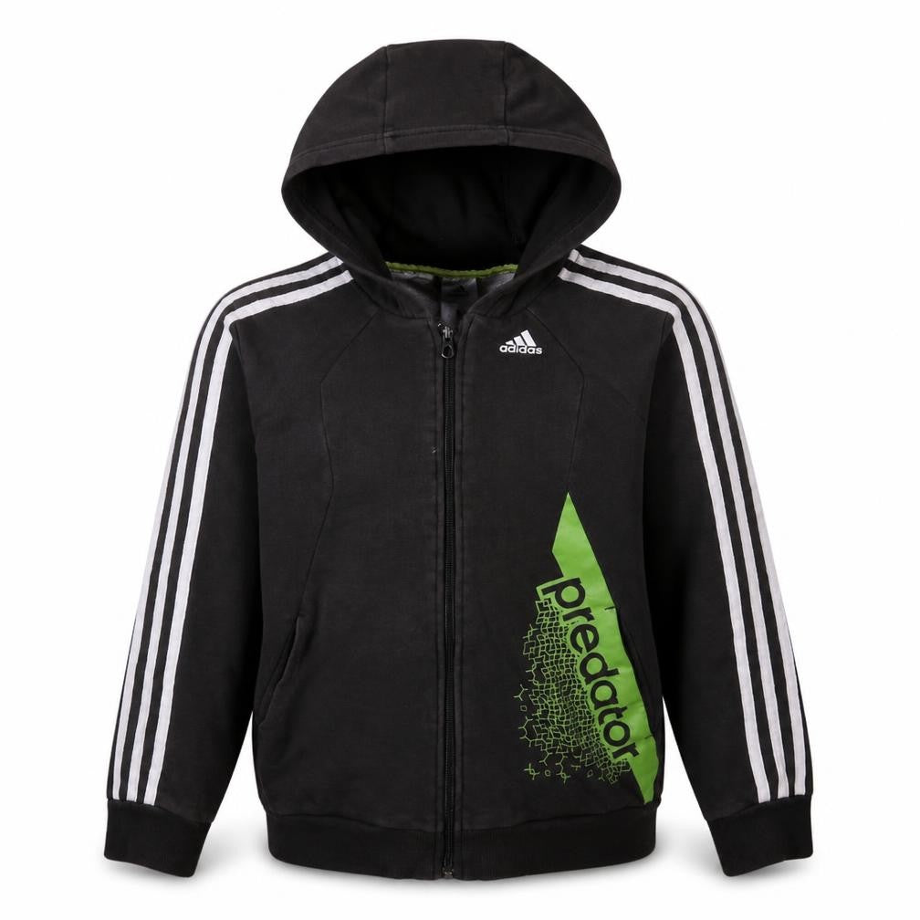 Adidas Boys Black Full Zip Hoodie Size 11-12 Years Sportswear